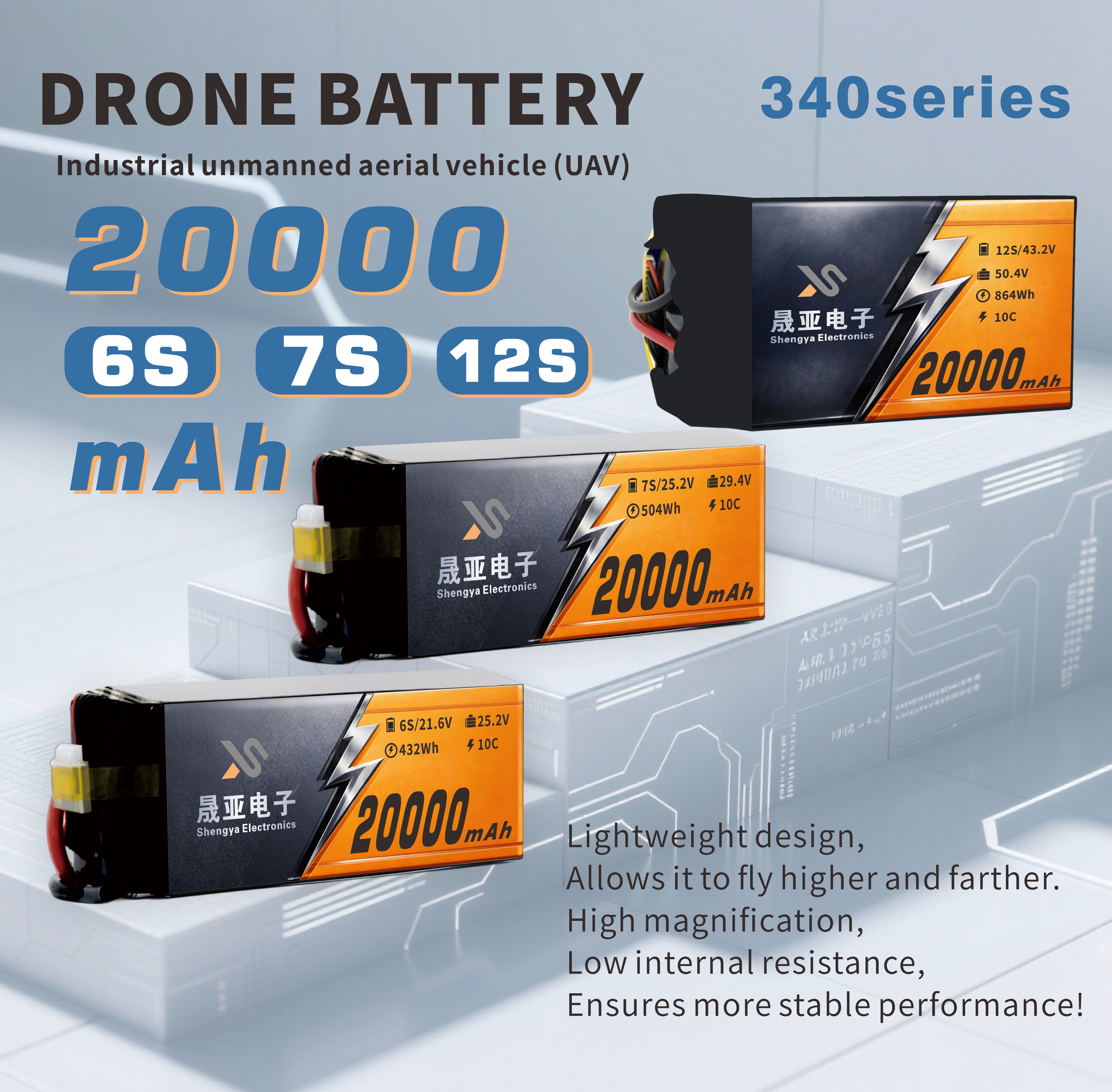 SY-340 Series 4.2V 20Ah Solid State Li-ion Battery