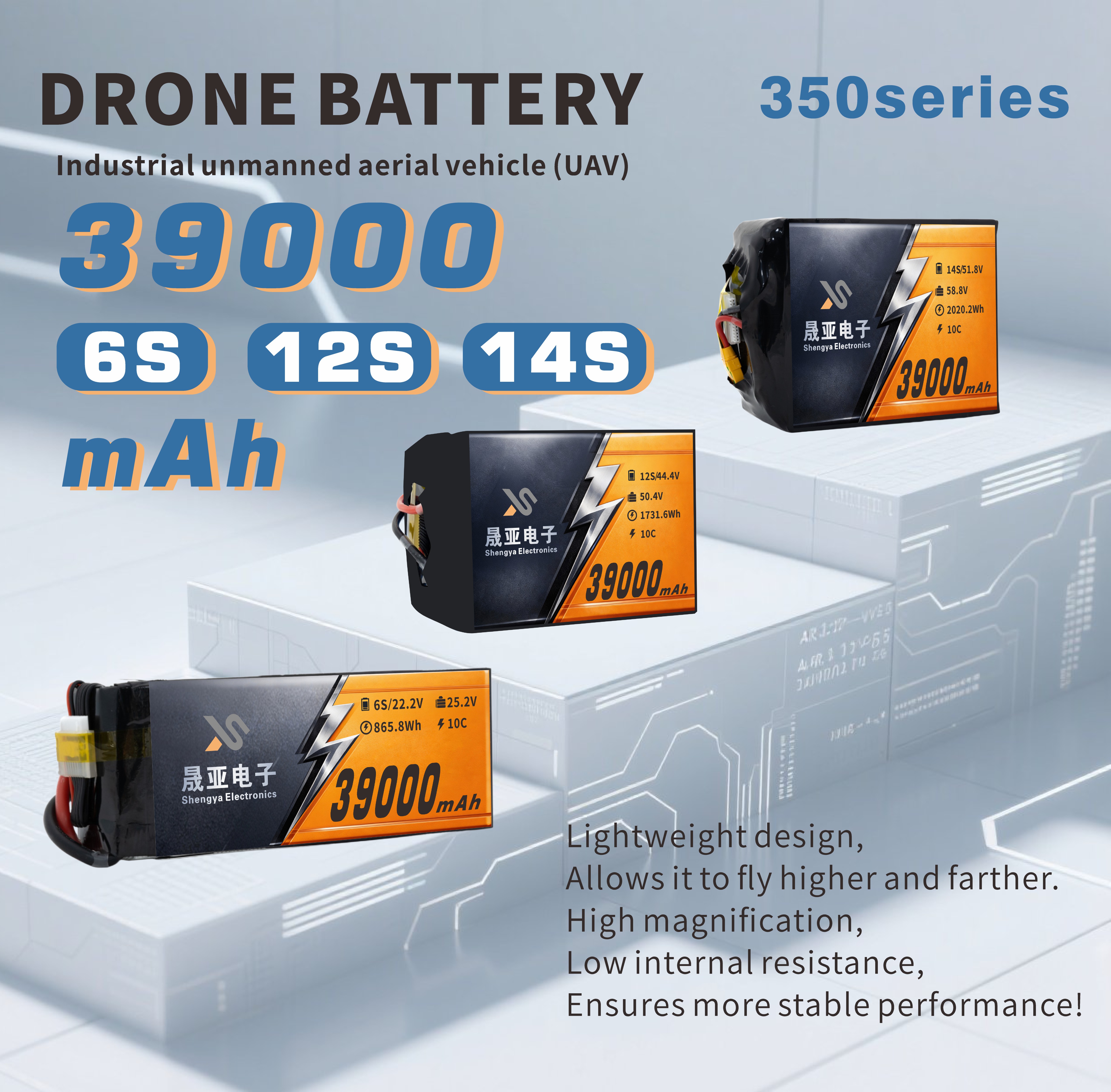 22.2v/44.4v/51.8v 39000mAh Solid State Batteries for drone and UAV