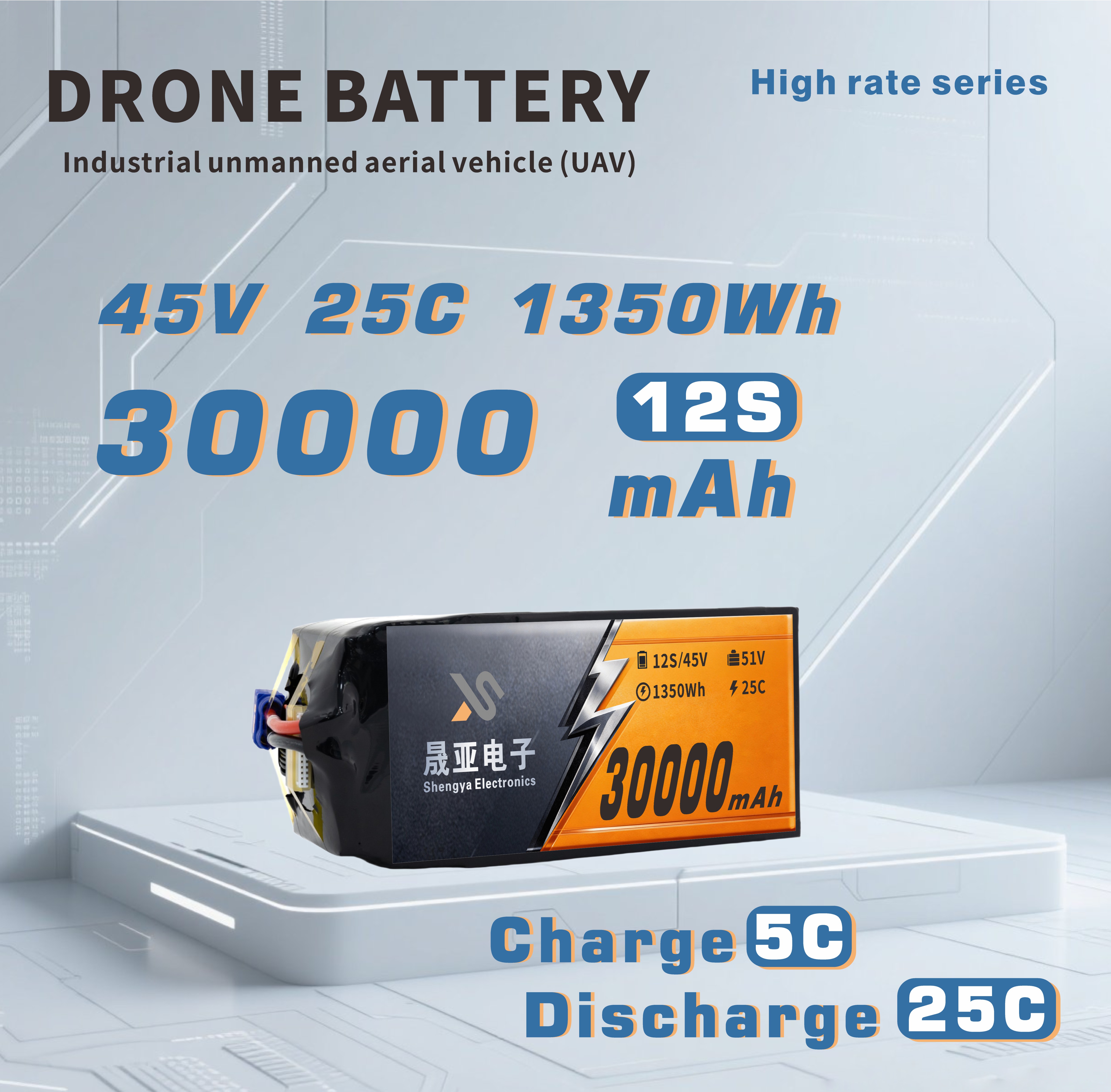 25C 30000mAh Semi Solid State Battery for UAVs